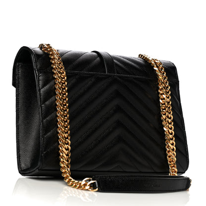 Saint Laurent Grain De Poudre Matelasse Chevron Medium Monogram Satchel Black 3 of 13