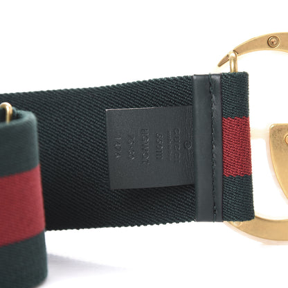 Gucci Elastic Web Crystal Embellished Plexiglass GG Marmont Belt 75 30 Red Green 4 of 5