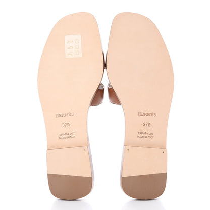 Hermes Box Calfskin Oran Sandals 37.5 Gold 5 of 7