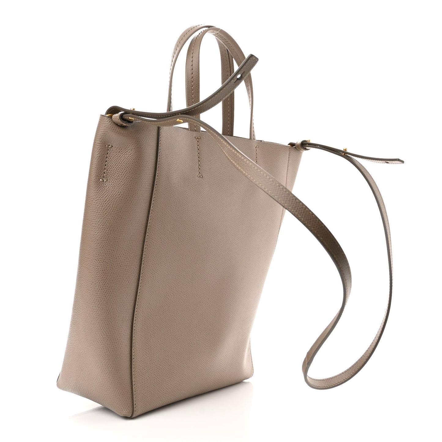 Grained Calfskin Small Vertical Cabas Beige