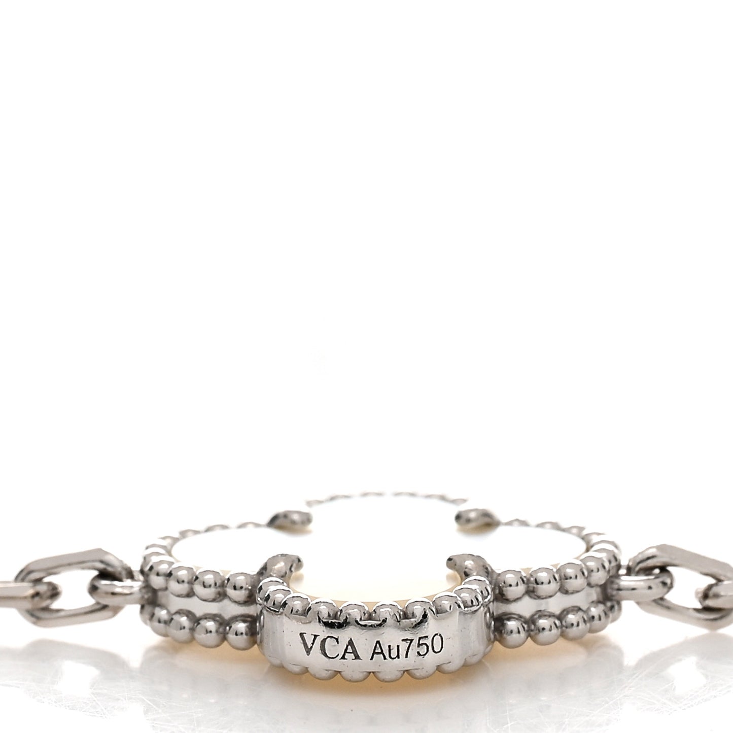 18K White Gold Mother of Pearl 5 Motifs Vintage Alhambra Bracelet