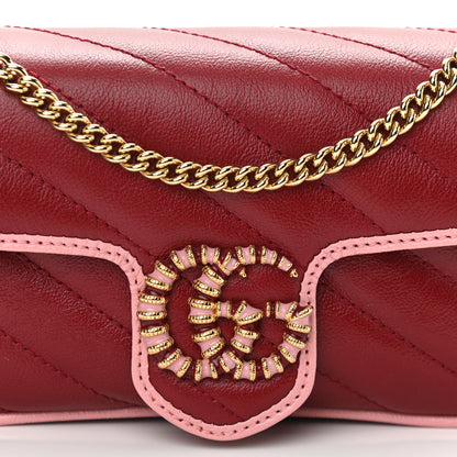 Gucci Azalea Calfskin Enamel Matelasse Diagonal Super Mini Torchon GG Marmont Shoulder Bag New Cherry Red Wild Rose 8 of 11