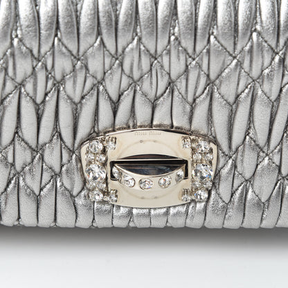 Miu Miu Nappa Matelasse Crystal Flap Clutch Cromo 13 of 13