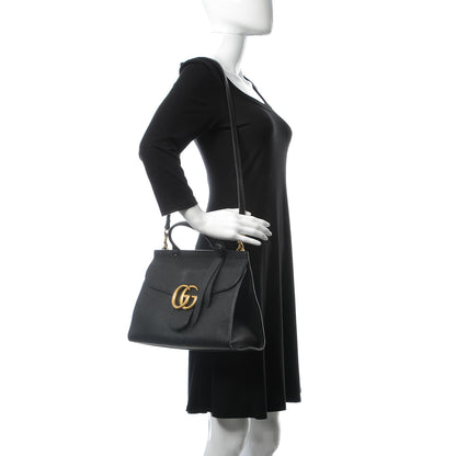 Gucci Calfskin Small GG Marmont Top Handle Bag Black 3 of 13
