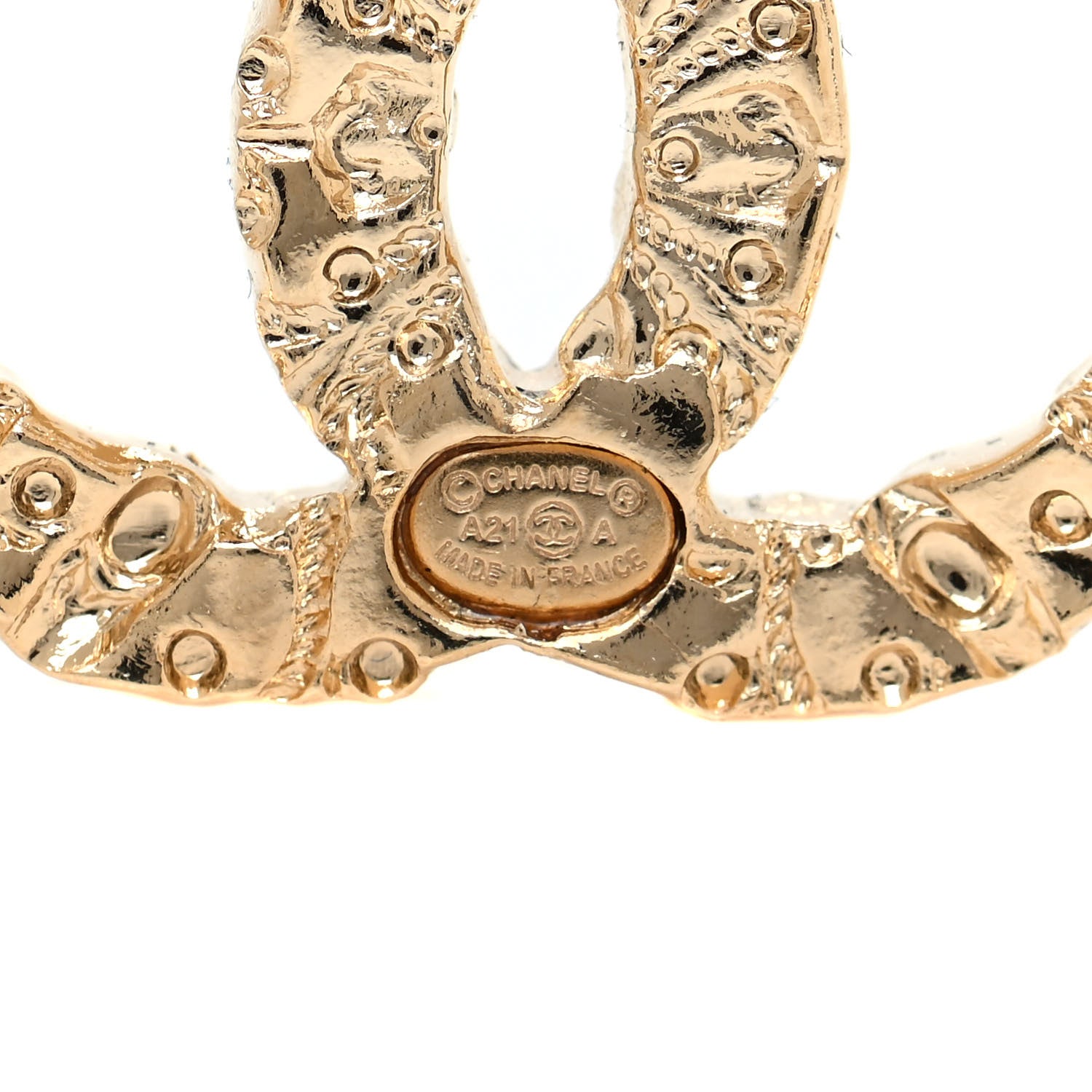 Chanel Metal Textured CC Earrings Gold 4 of 4