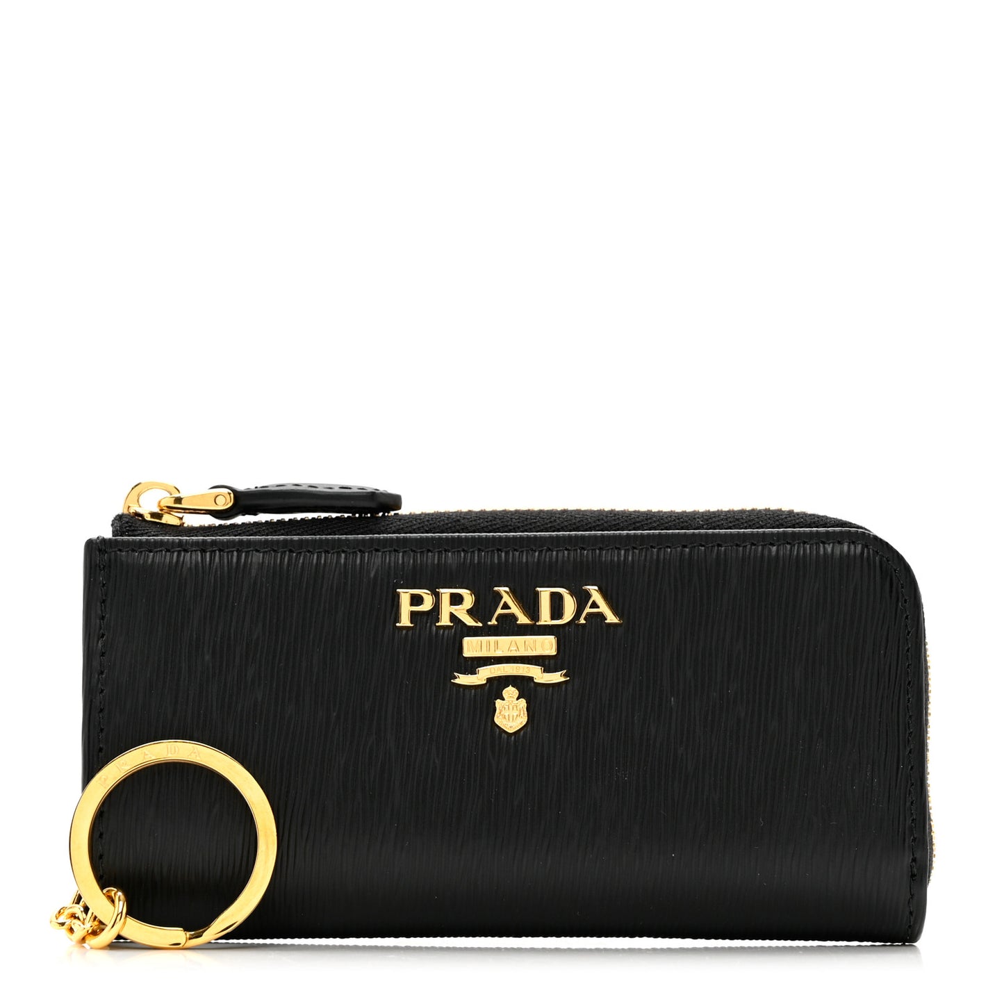 Vitello Metal Zip Around Key Holder Black