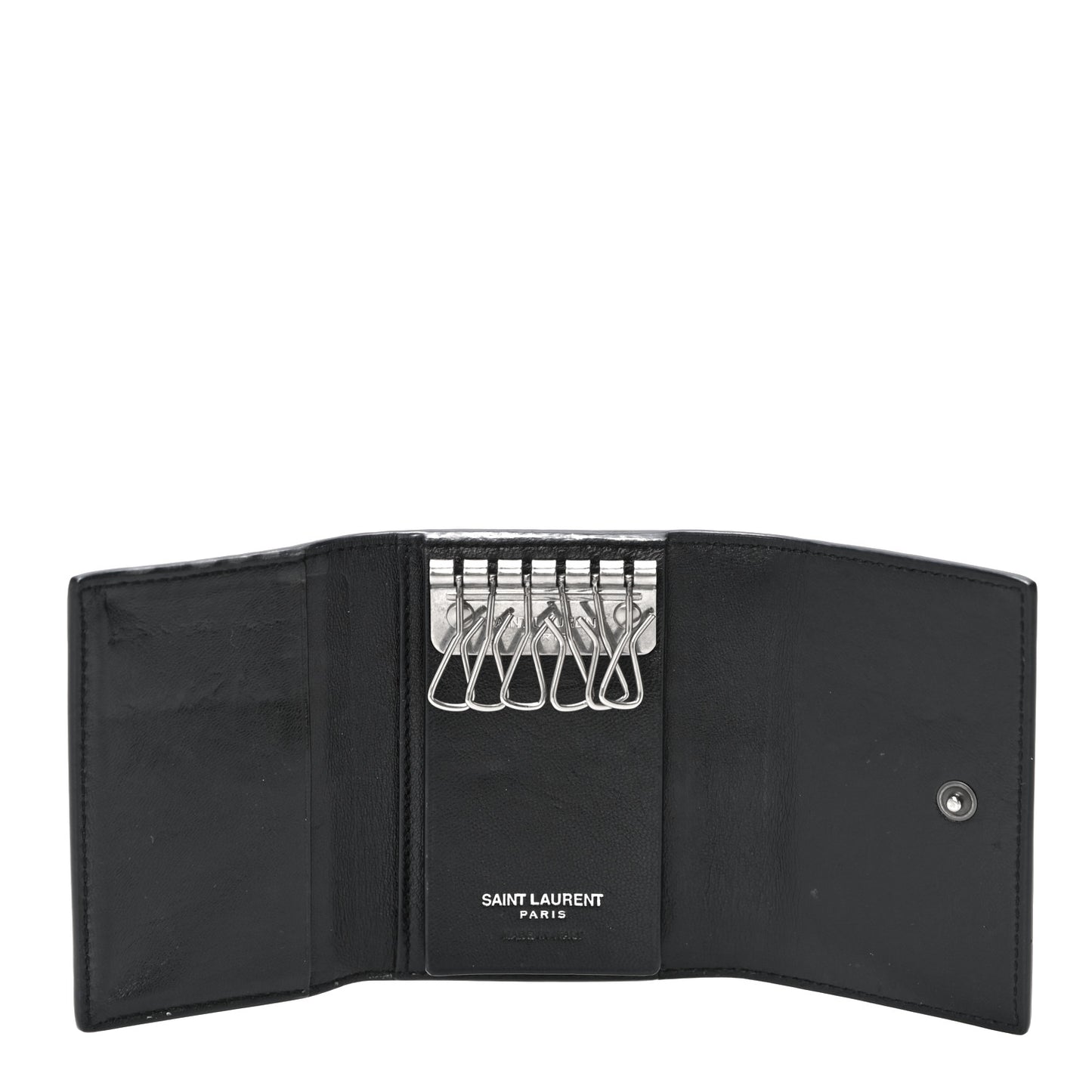 Calfskin Crocodile Embossed Key Holder Wallet Black