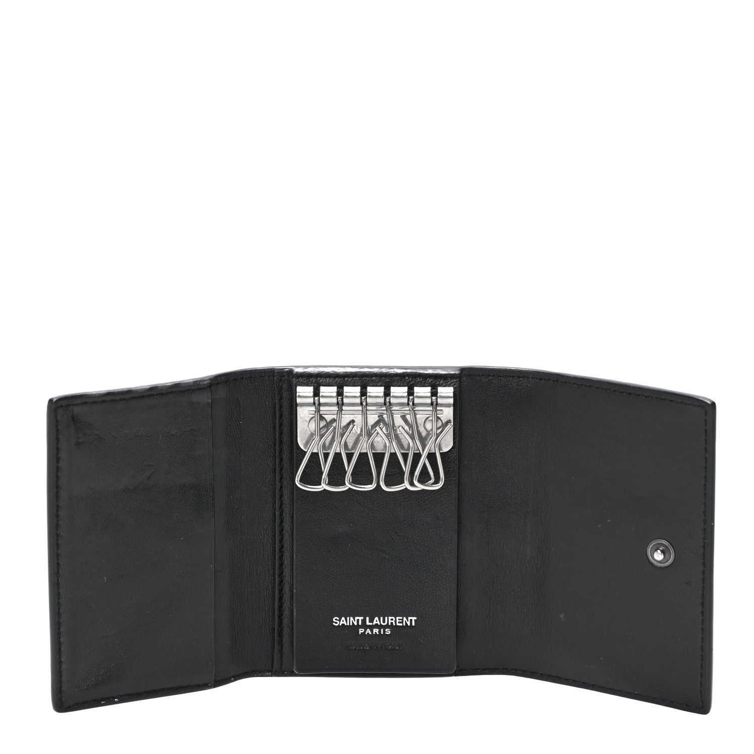 Saint Laurent Calfskin Crocodile Embossed Key Holder Wallet Black 5 of 11