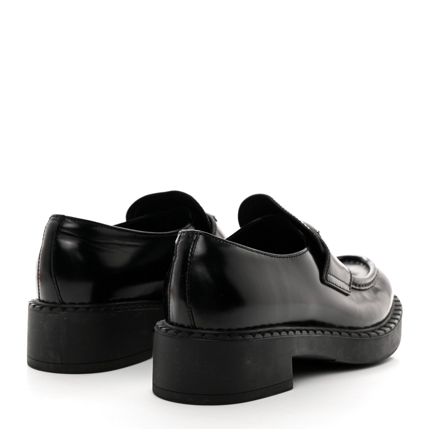 Prada Spazzolato Metal Triangle Logo 50mm Loafers 38 Black 4 of 8