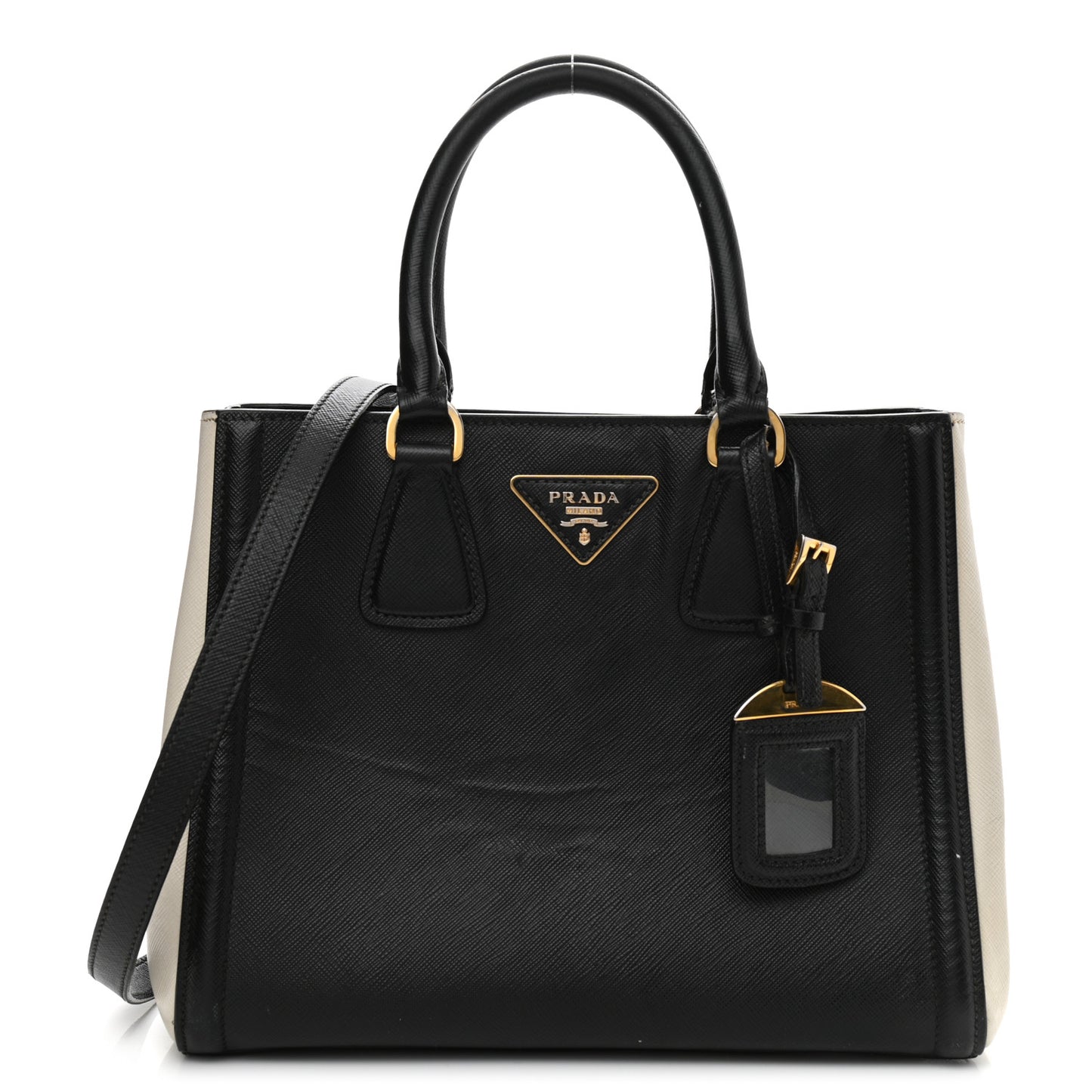 Saffiano Small Galleria Double Zip Tote Black Talco