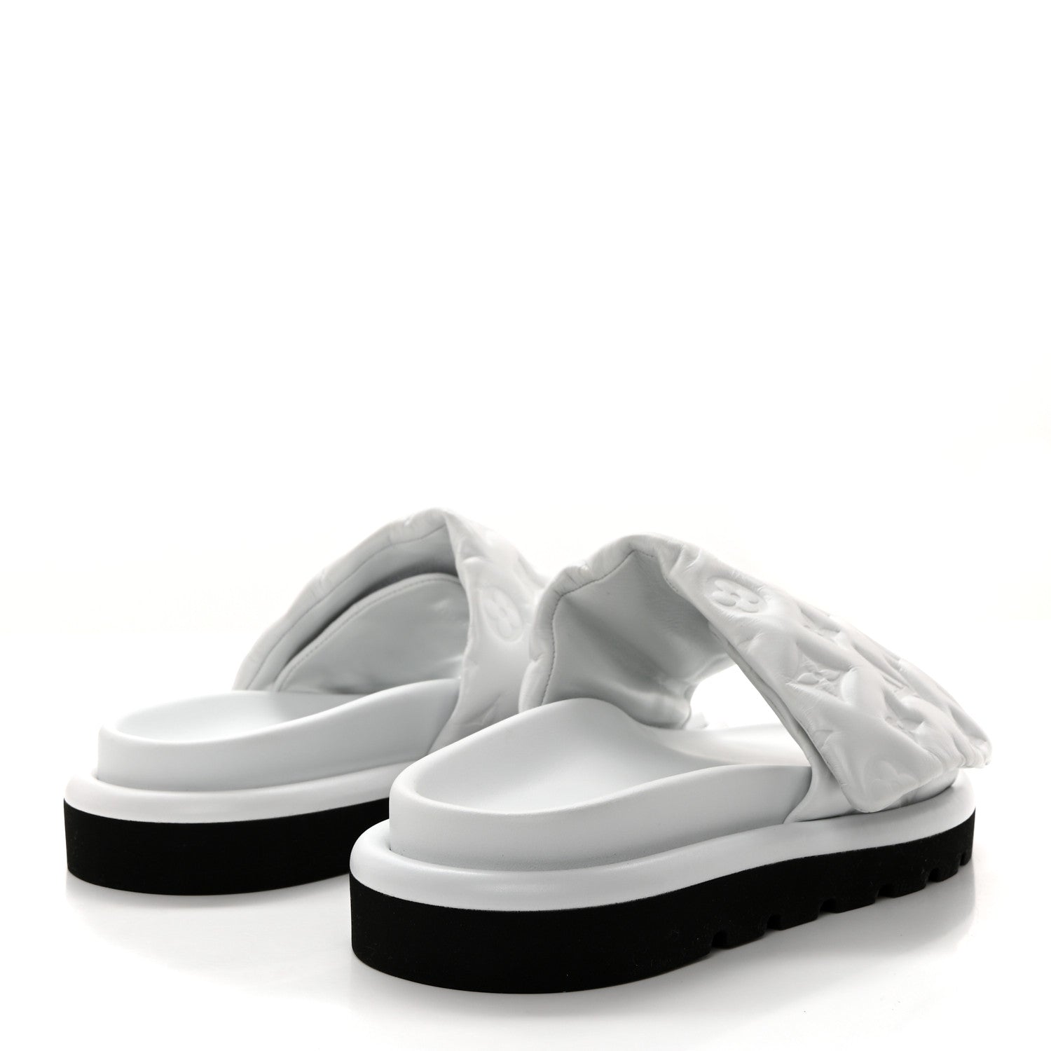 Louis Vuitton Lambskin Embossed Monogram Pool Pillow Flat Comfort Mule 37 White 4 of 9