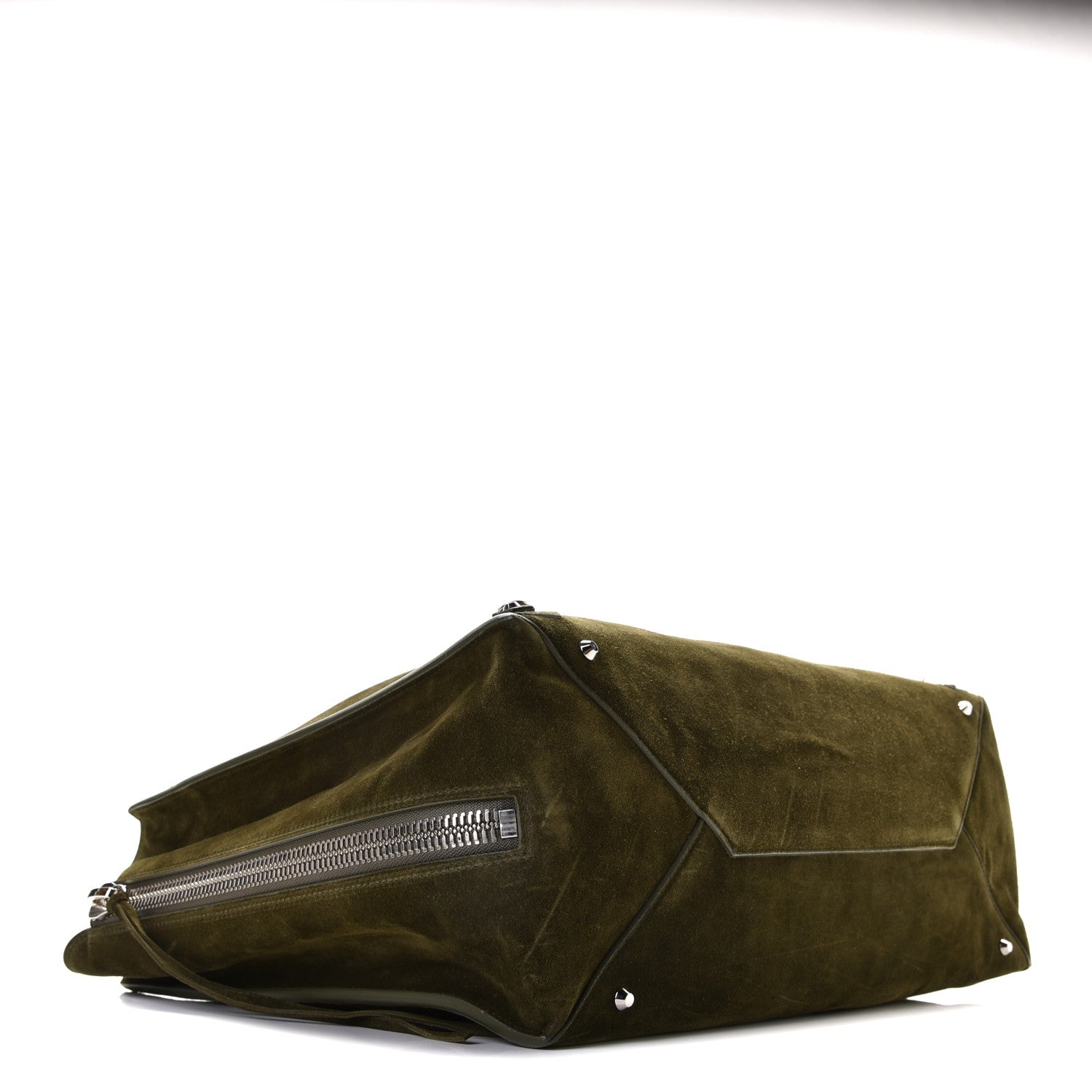 Balenciaga Baby Daim Suede Papier A4 Zip Around Tote Vert Militaire 3 of 11