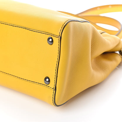 Fendi Vitello Zucca Medium Peekaboo Iconic Satchel Yellow Tobacco 9 of 10