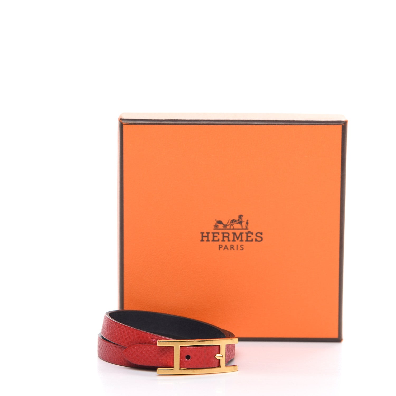Hermes Epsom Behapi Double Tour Bracelet XS Rouge Casaque 3 of 3