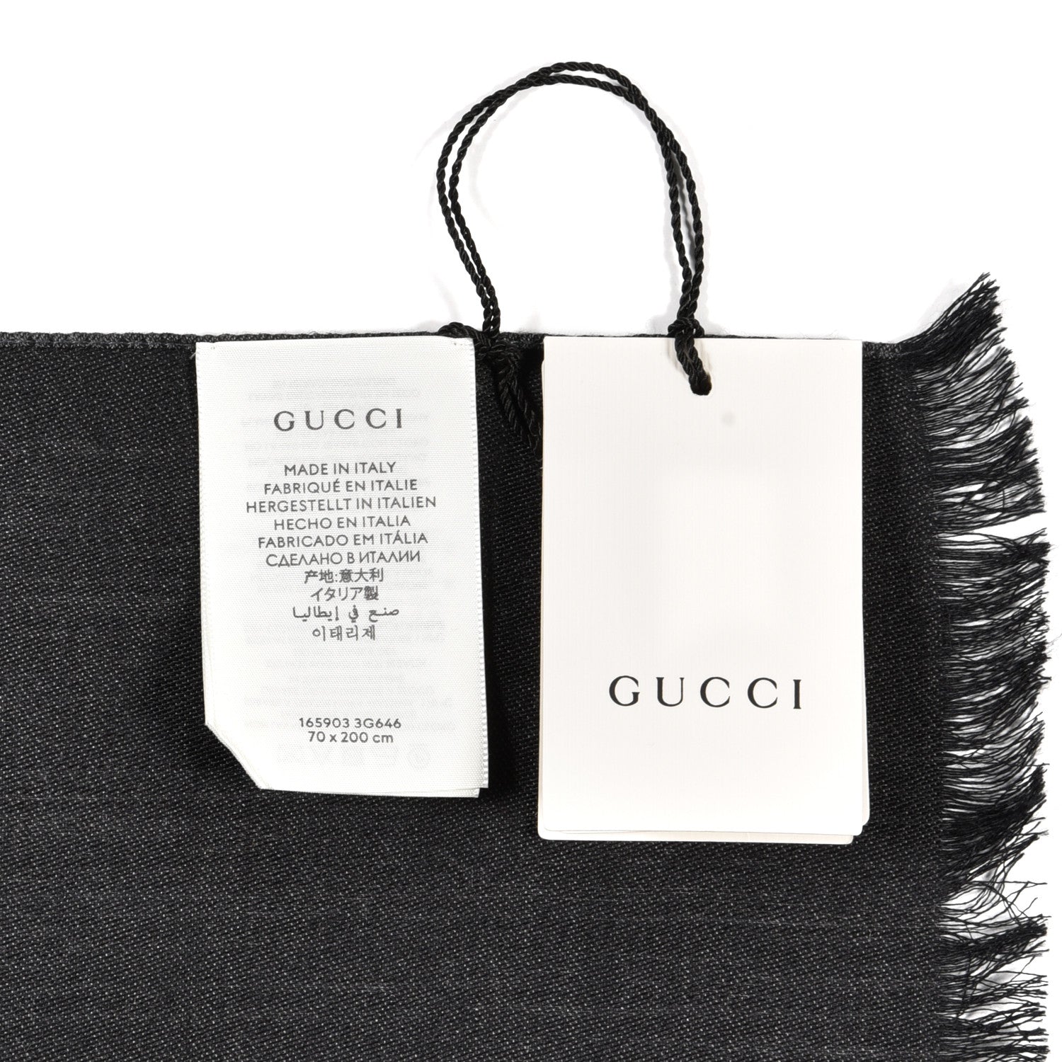 Gucci Wool Silk GG Monogram GGNat Plus Scarf Anthracite 4 of 5