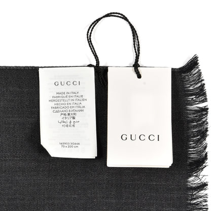 Gucci Wool Silk GG Monogram GGNat Plus Scarf Anthracite 4 of 5