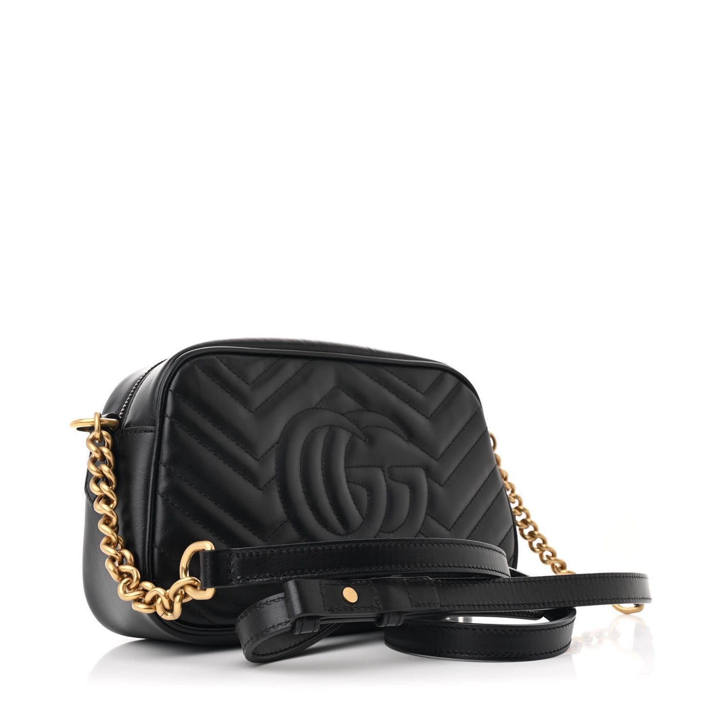 Calfskin Matelasse Small GG Marmont Chain Shoulder Bag Black