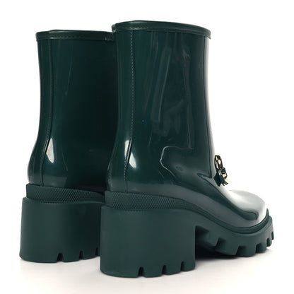 Gucci Rubber Womens Horsebit Ankle Boots 36 Vintage Green 5 of 9