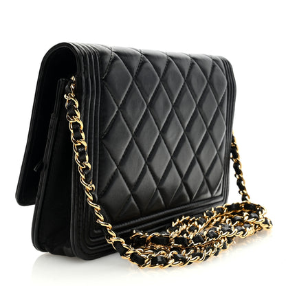 Chanel Lambskin Quilted Boy Wallet On Chain WOC Black 3 of 9