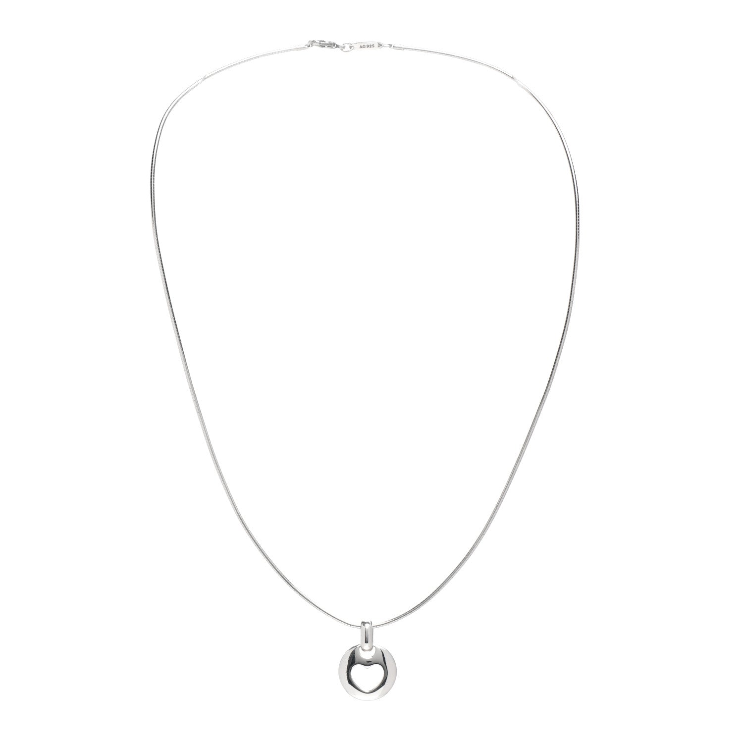 Tiffany Sterling Silver Stencil Heart Pendant Necklace 3 of 4