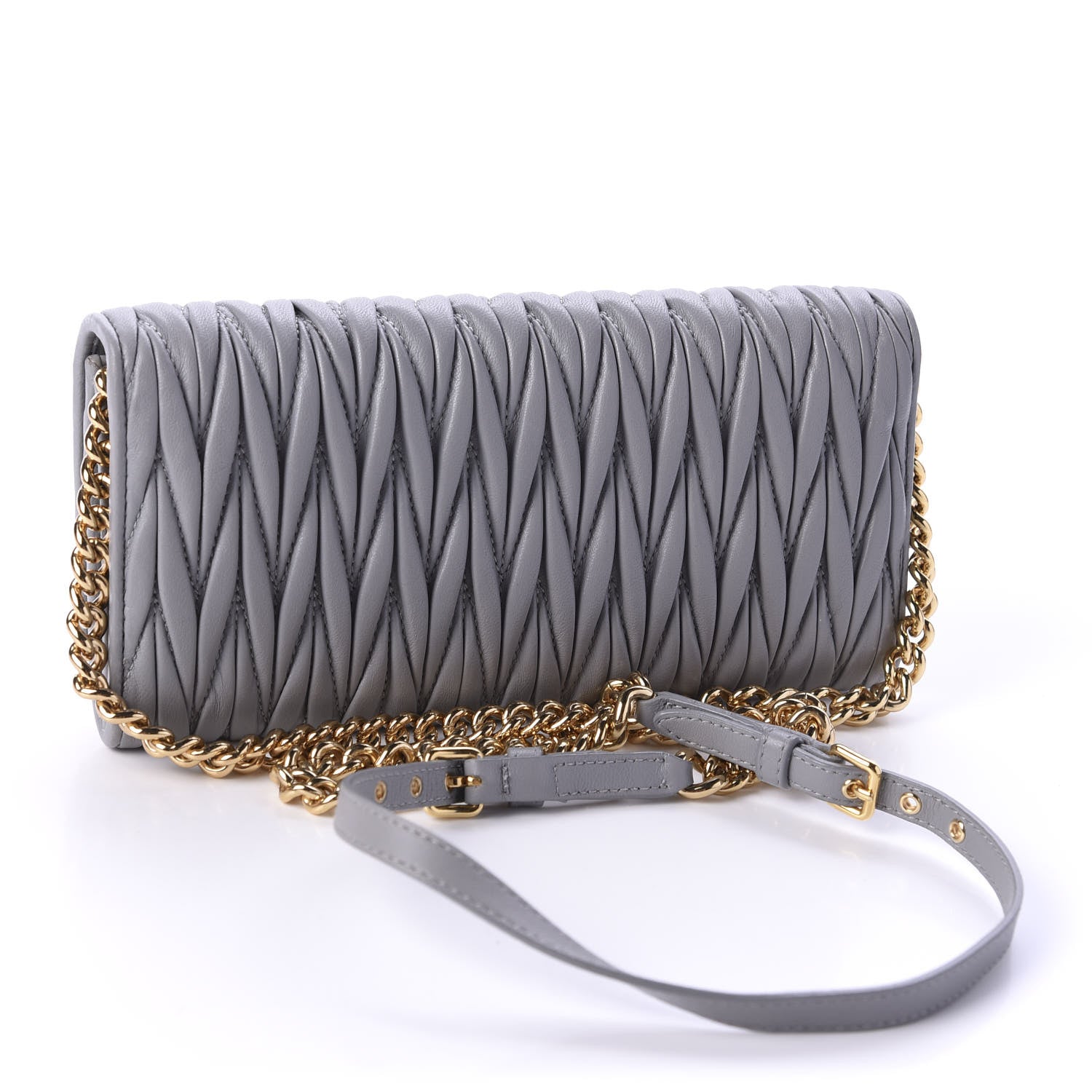 Miu Miu Nappa Matelasse Wallet On Chain Marmo 3 of 11