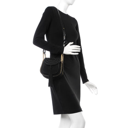 Chloe Suede Calfskin Braided SMini Hudson Shoulder Bag Black 2 of 7