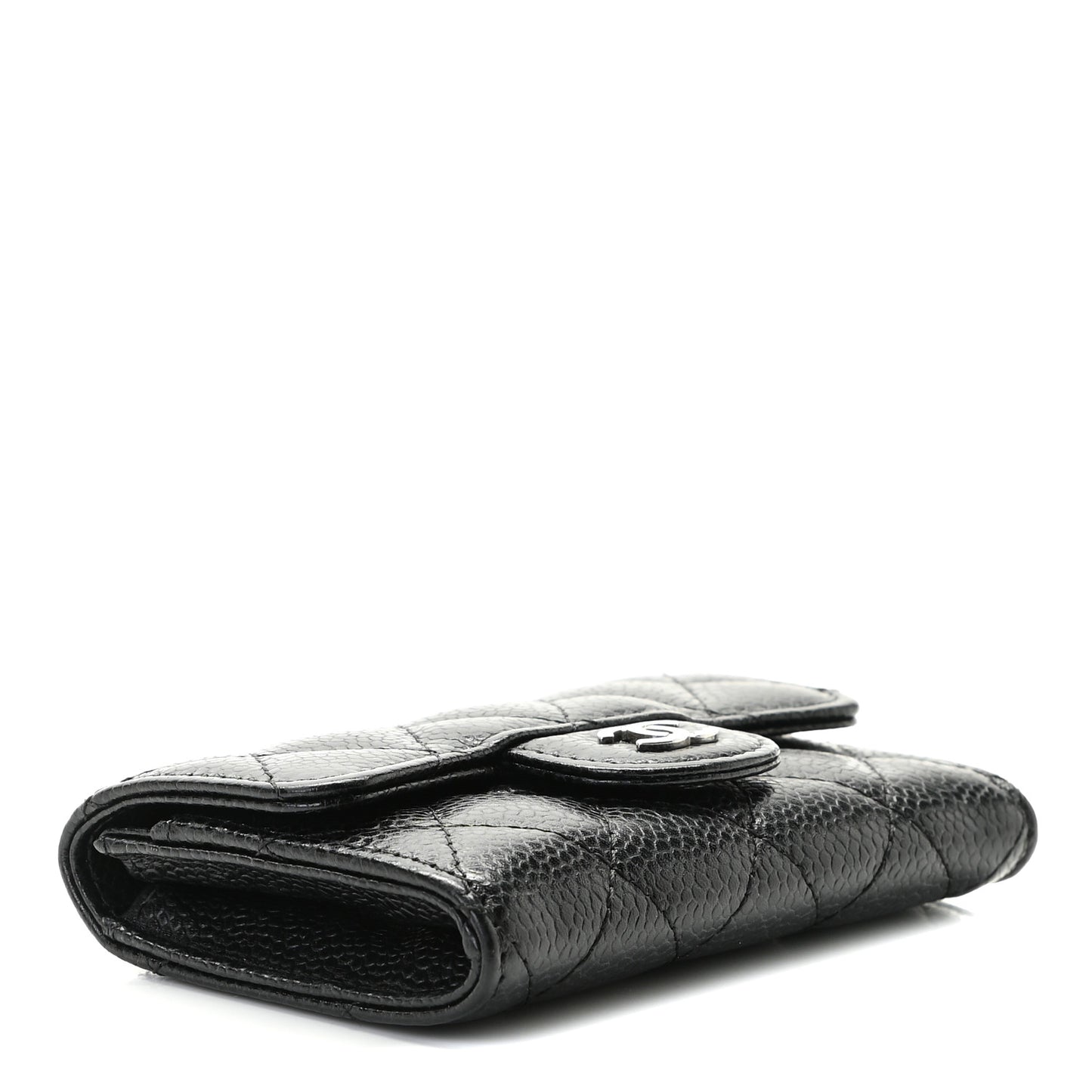 Caviar Quilted Flap Card Holder Black