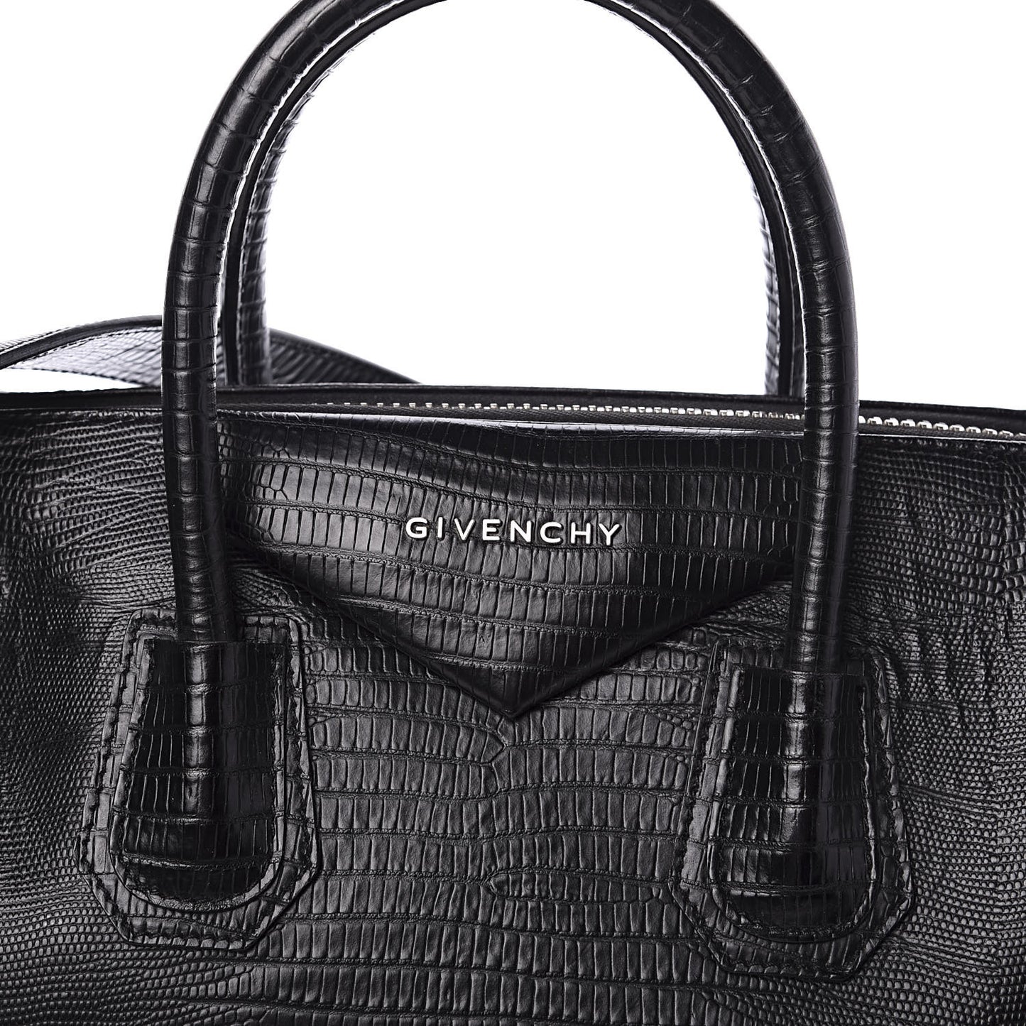 Calfskin Lizard Embossed Medium Antigona Black
