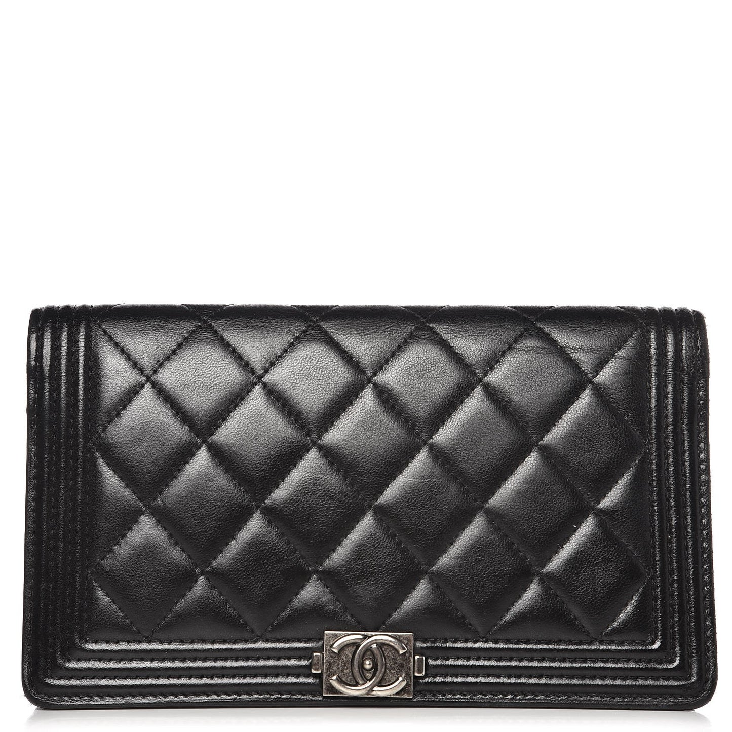 Lambskin Quilted Boy Yen Wallet Black