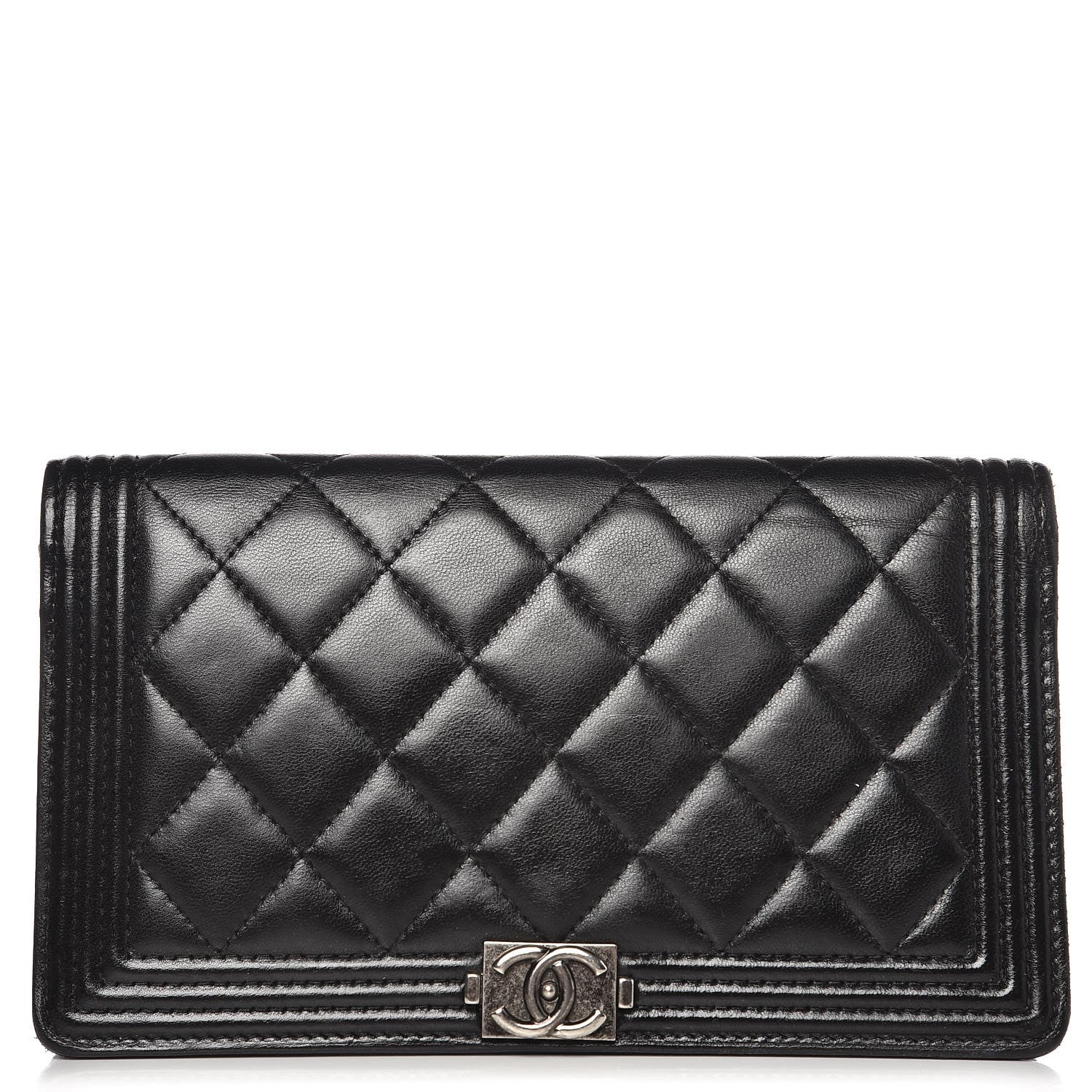 Chanel Lambskin Quilted Boy Yen Wallet Black 1 of 11