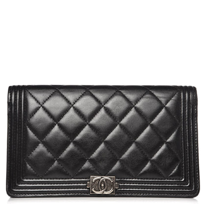 Chanel Lambskin Quilted Boy Yen Wallet Black 1 of 11