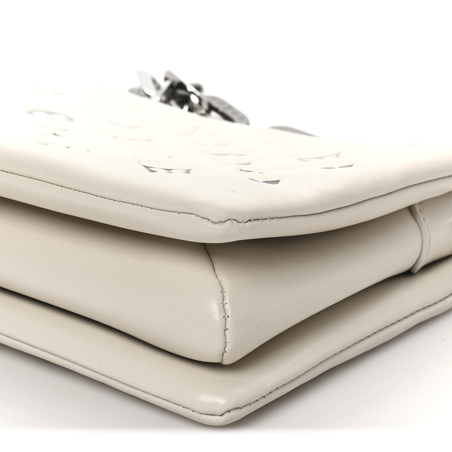 Lambskin Embossed Monogram Coussin PM Cream Grey