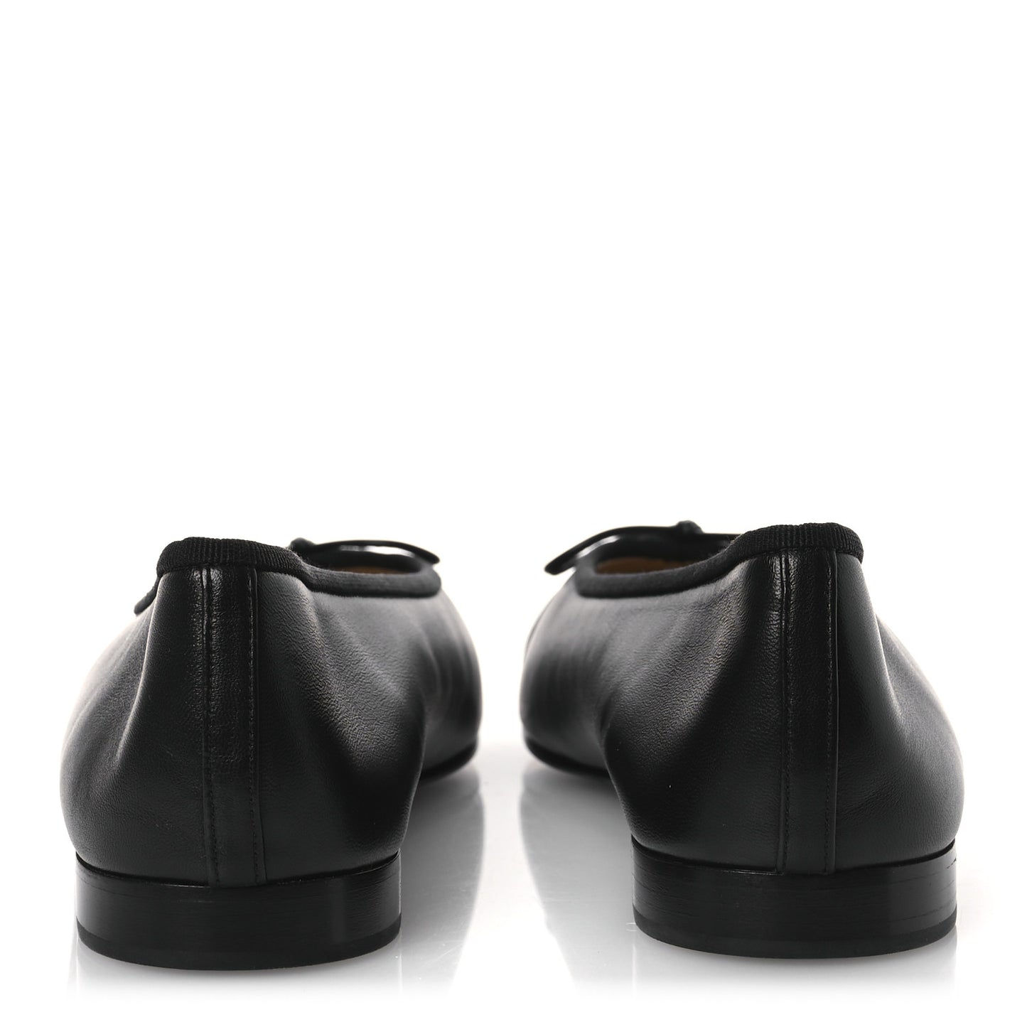 Lambskin Patent Cap Toe Ballerina Flats 40.5 Black