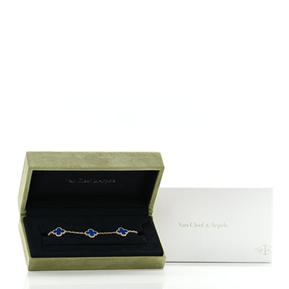 Van Cleef & Arpels 18K Yellow Gold Blue Agate 5 Motifs Vintage Alhambra Bracelet 5 of 5