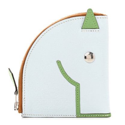 Hermes Chevre Mysore Paddock Change Purse Blue Brume Vert Criquet 1 of 6