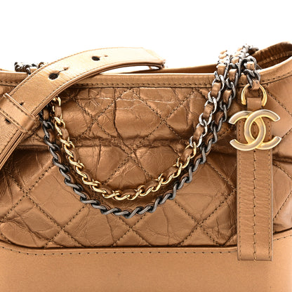 Chanel Metallic Aged Calfskin Quilted Small Gabrielle Hobo Bronze 7 of 9