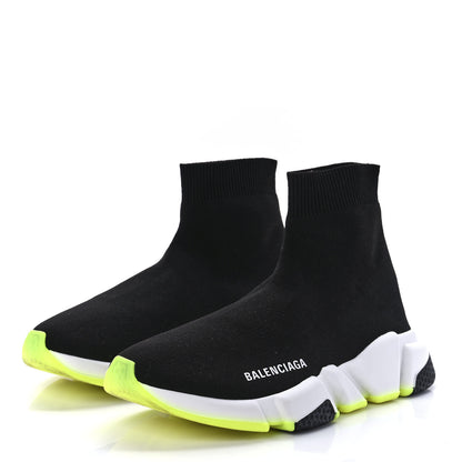 Balenciaga Neoprene Knit Womens Speed Sneakers 38 Black White Yellow Fluo 3 of 8