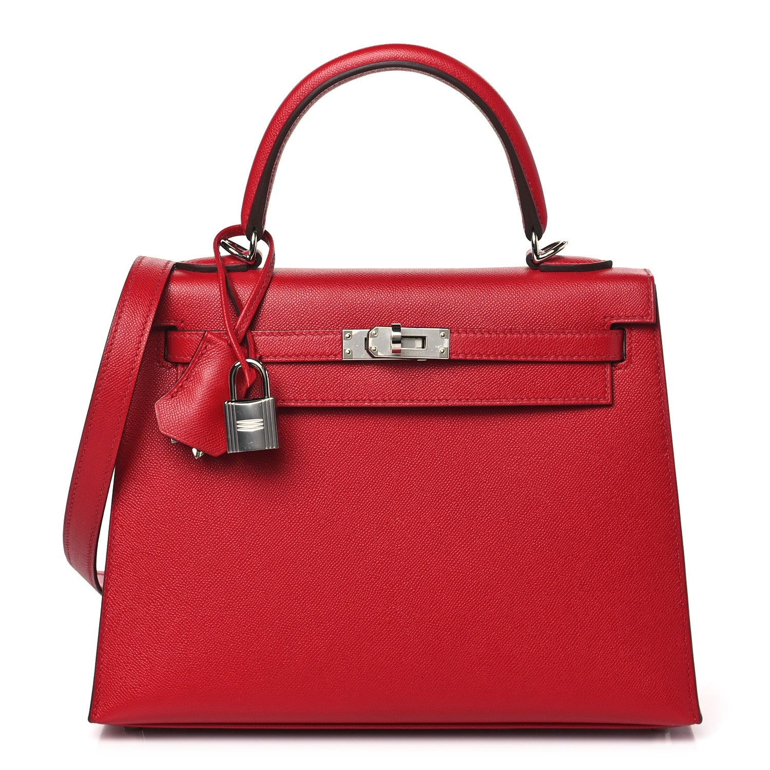 Hermes Madame Calfskin Verso Kelly Sellier 25 Rouge Piment Rose Shocking 1 of 10