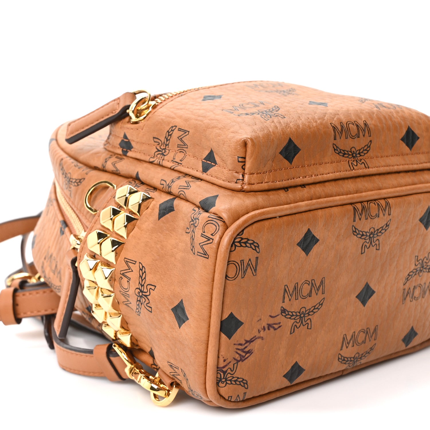 MCM Visetos Side Stud X-Mini Stark Backpack Cognac 7 of 8