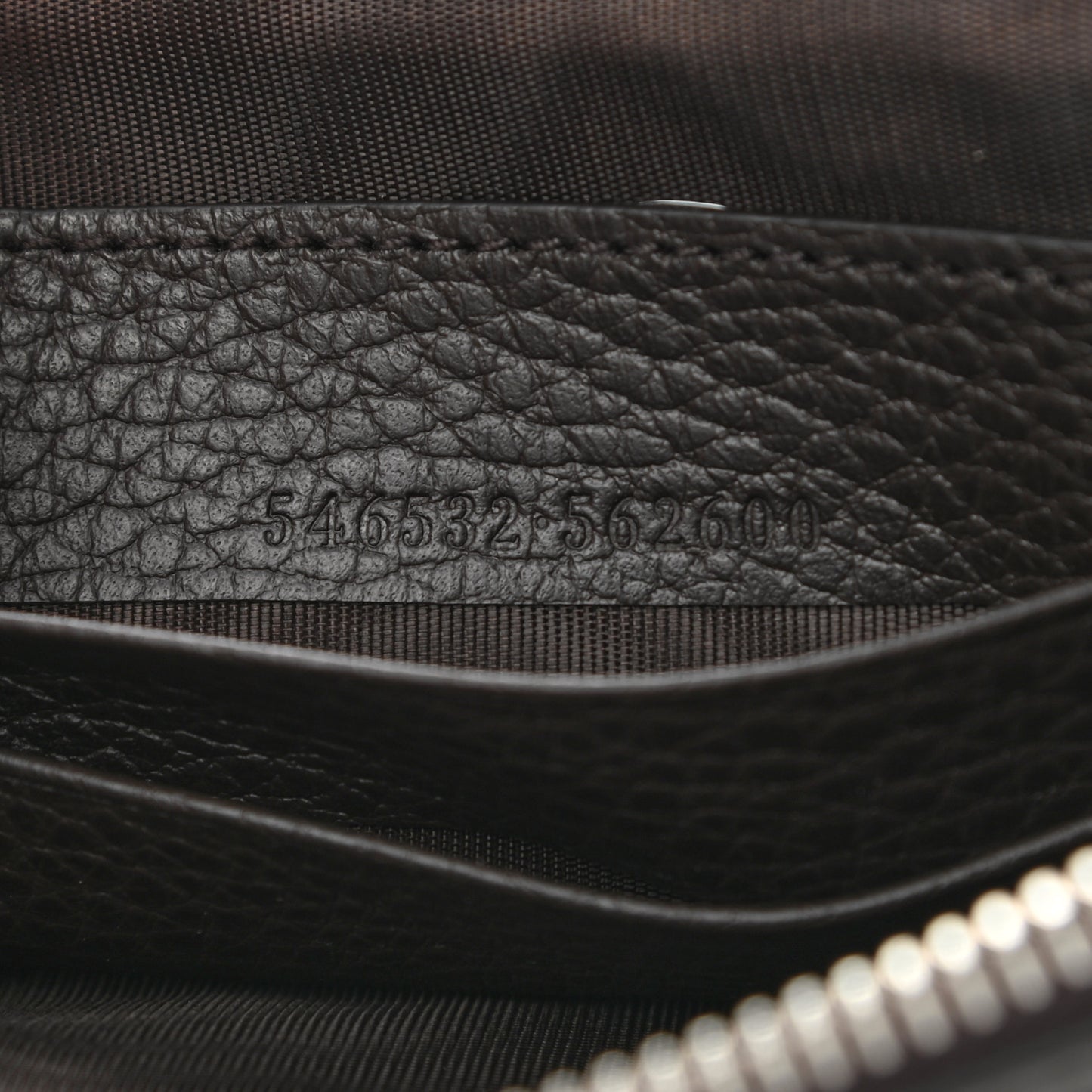 Grained Calfskin Zip Wristlet Pouch Brown