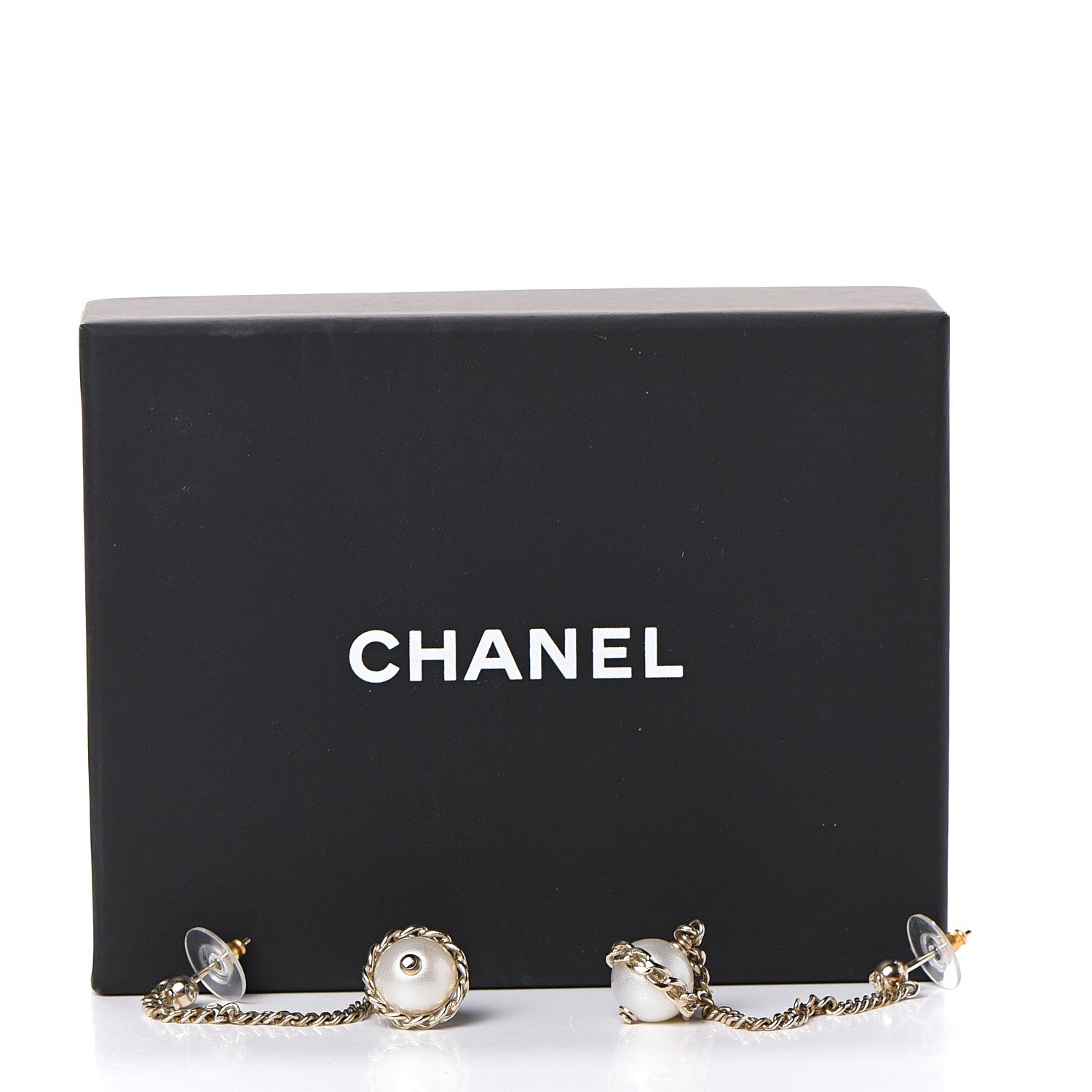 Chanel Metal Resin Pearl Star CC Drop Earrings Gold 5 of 5
