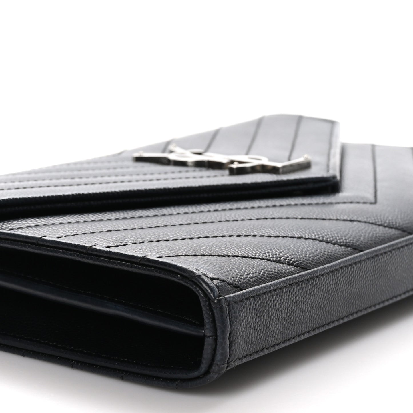 Grain De Poudre Matelasse Chevron Monogram Chain Wallet Black