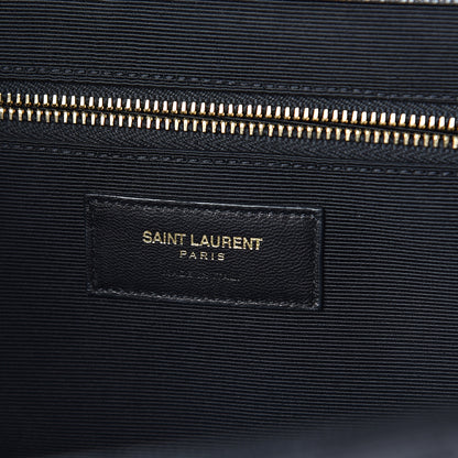 Saint Laurent Grain De Poudre Matelasse Chevron Large Monogram Satchel Black 5 of 7