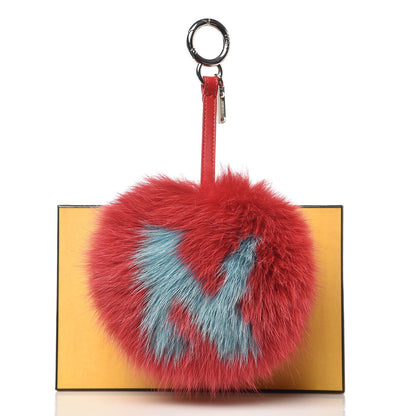 Fendi Fox Fur Shiny Nappa Bi-Color N ABCharm Bag Charm Rosso Chiaro Lago Strawberry 4 of 4