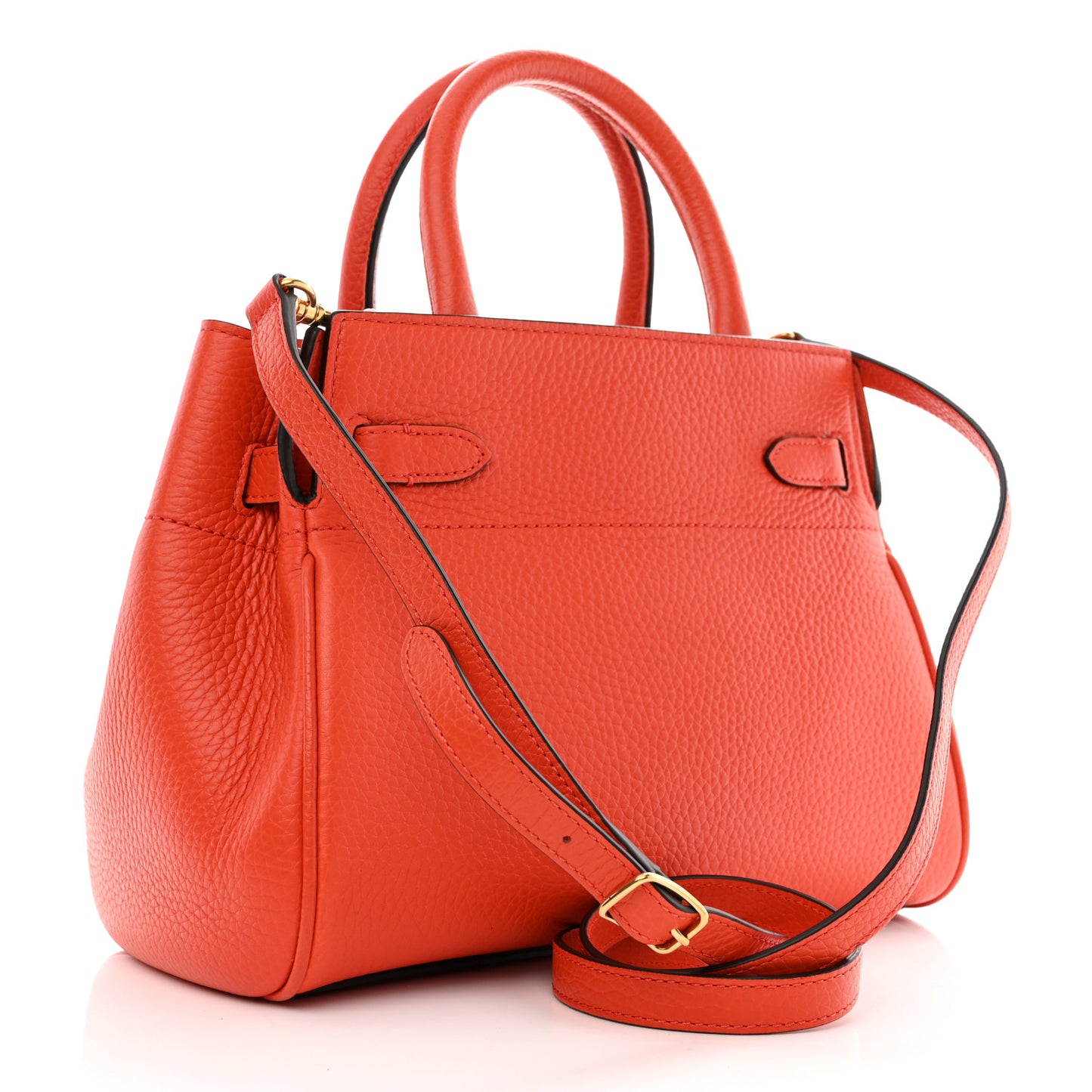 Classic Grain Calfskin Belted Bayswater Tote Coral Orange