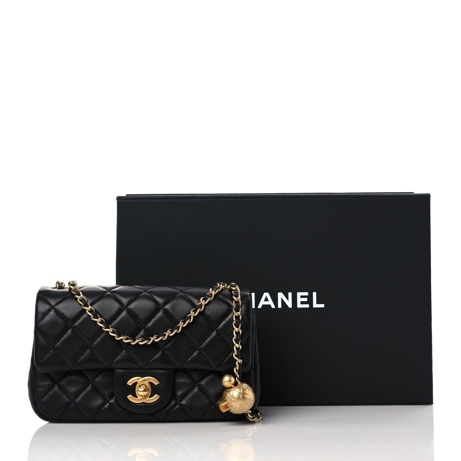Chanel Lambskin Quilted Mini Rectangular Pearl Crush Flap Black 6 of 10