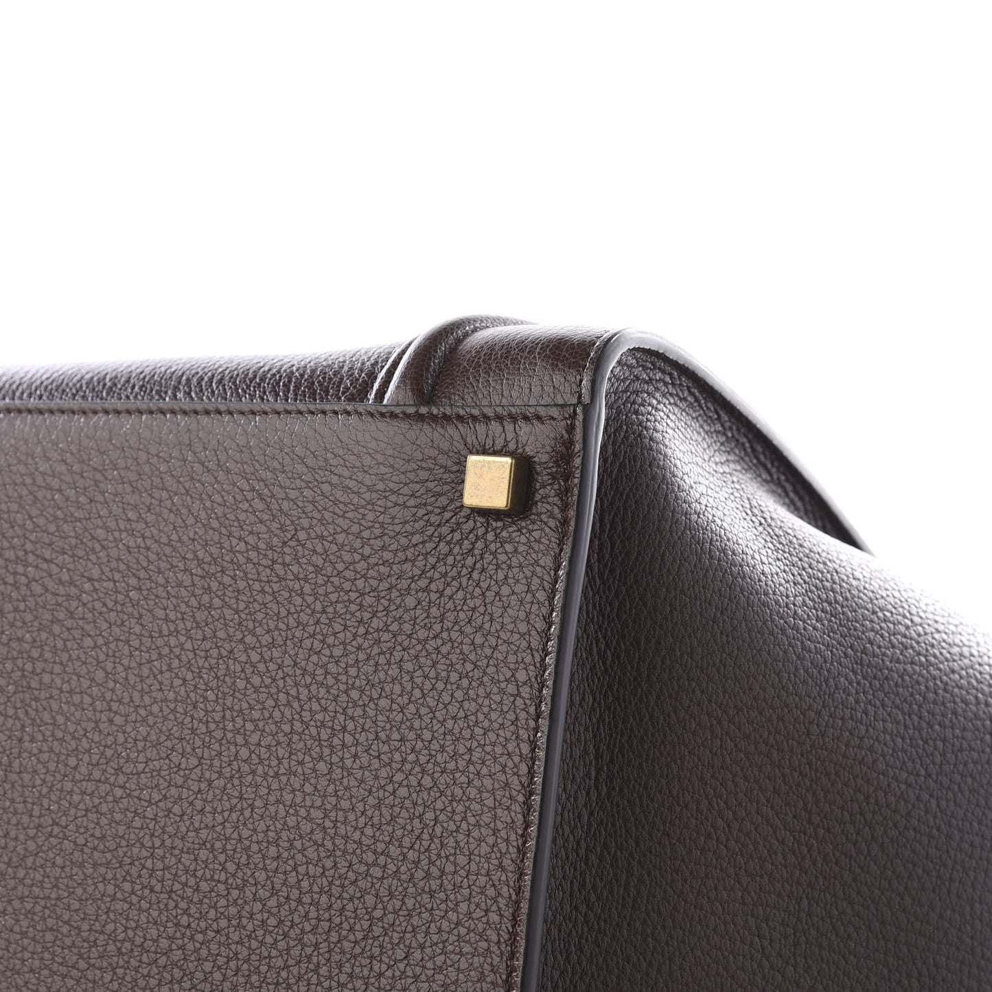 Shiny Grained Calfskin Medium Phantom Luggage Brown