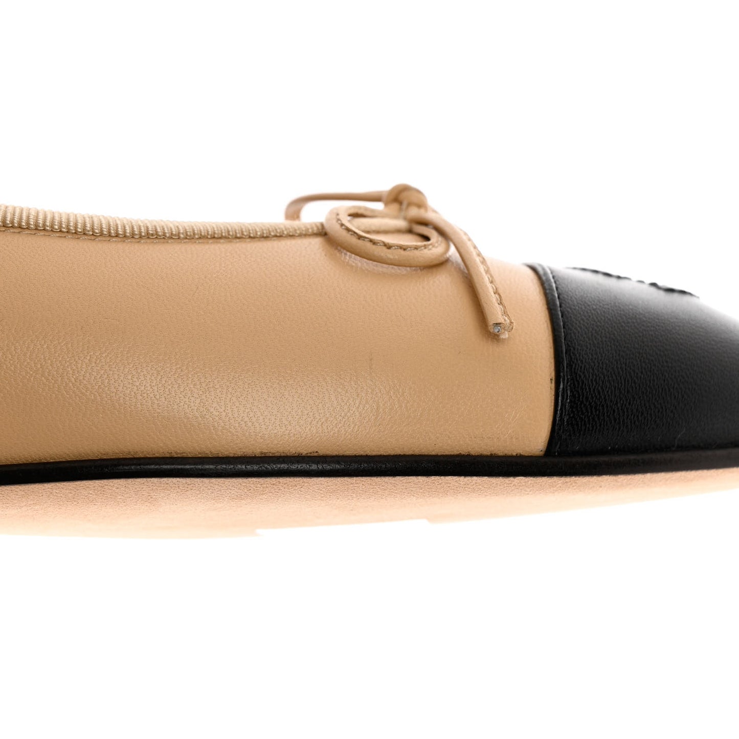 Lambskin Cap Toe CC Ballerina Flats 39 Beige Black