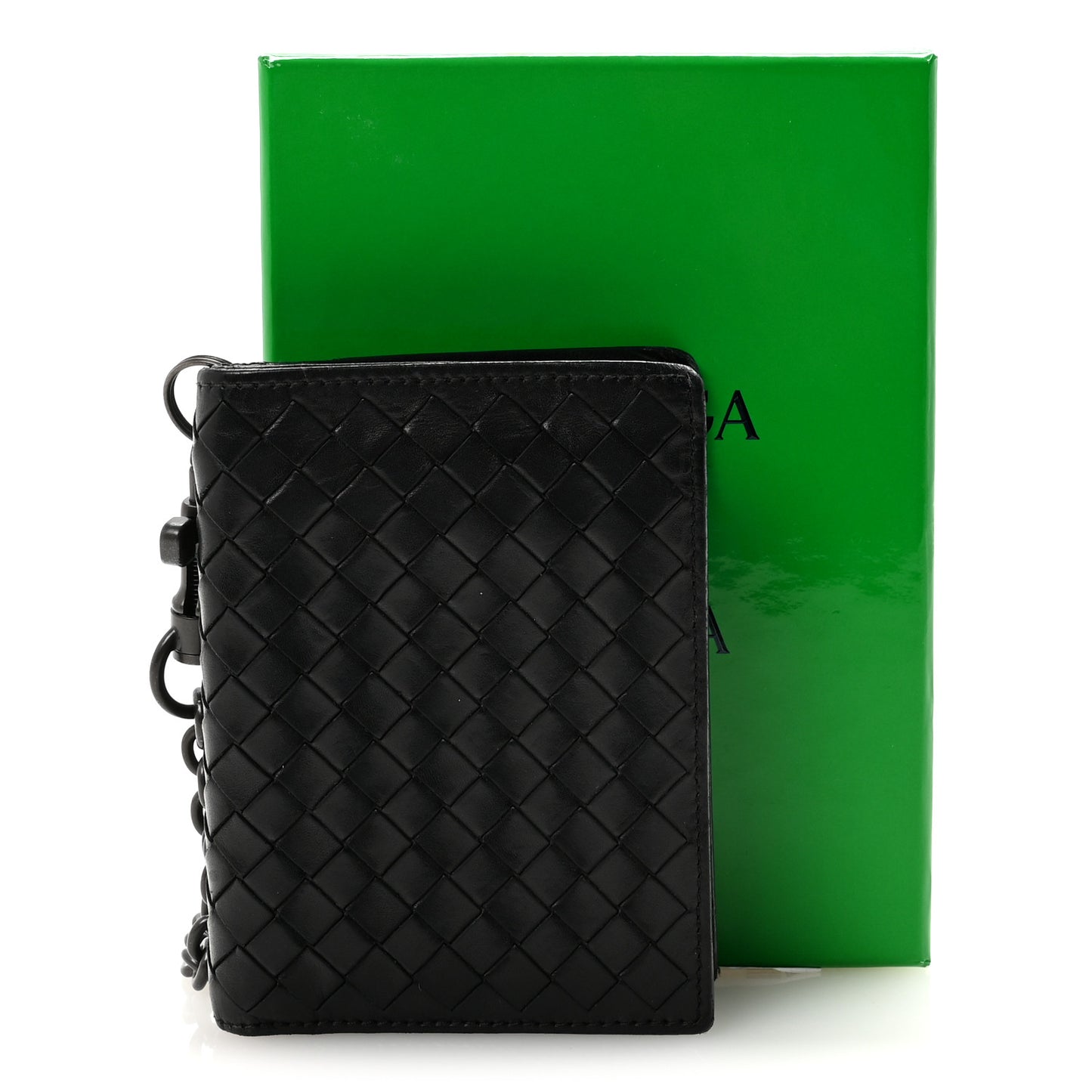Intrecciato Wallet With Chain Black
