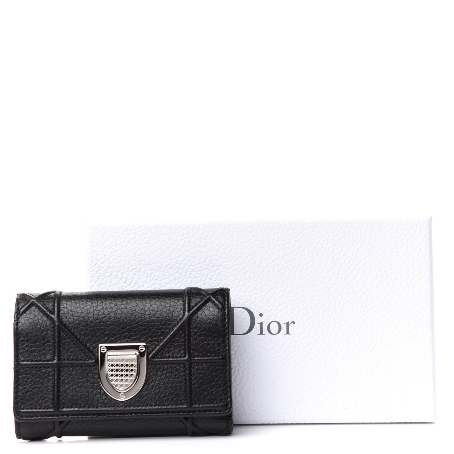 Grained Calfskin Cannage Diorama Elancee Wallet Black